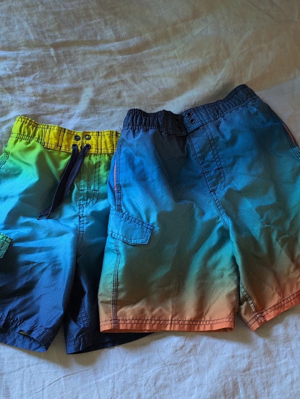 Set Of 2 Boys Gradient Swim Shorts in Blue and Yellow